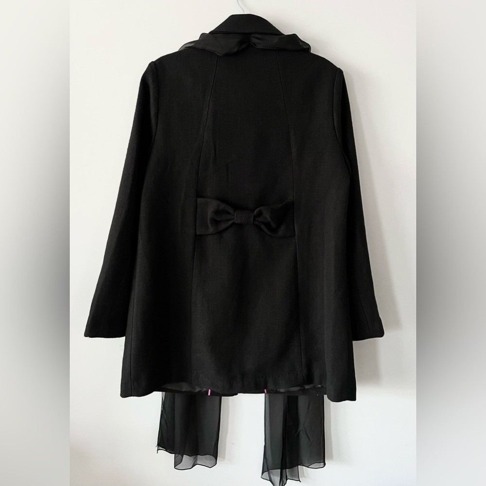 Milly X Bow Coat | Black | Size Medium - Picture 7 of 11